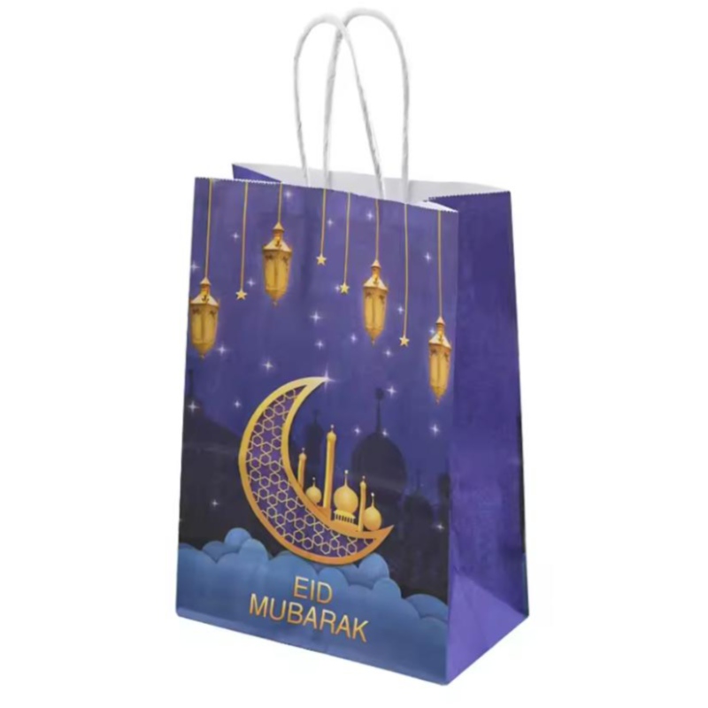 Tukkumyynti Eid Mubarak Party -lahja Kraft Paper Bag Islamic Muslim Festival -juhlakoriste Ramadan Goodie Bags
