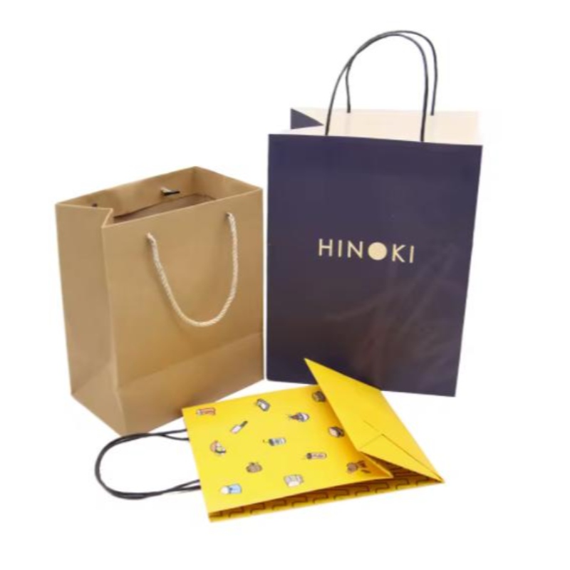 Räätälöity painetut logo Kraft Paper Packaging Bag Gift Crafts Shopping Biohapoinen paperipussi kahvalla